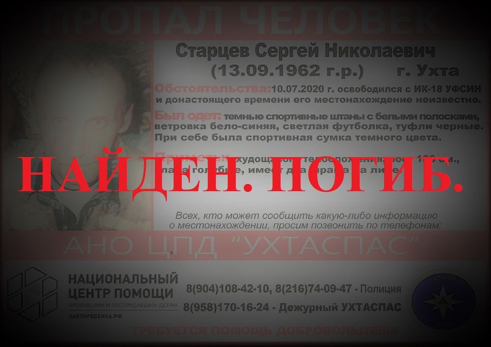 В Ухте найден пропавший два года назад мужчина