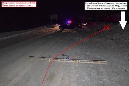 В Ухтинском районе ночью произошло ДТП. Один человек пострадал